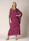 Mirra Mirra  Long Silk Ruffle Skirt - Mulberry