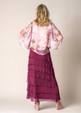Mirra Mirra  Long Silk Ruffle Skirt - Mulberry