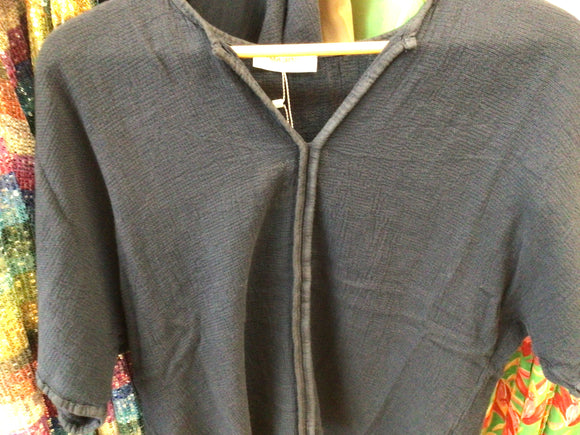 Imagine Navy V-Neck Linen Top
