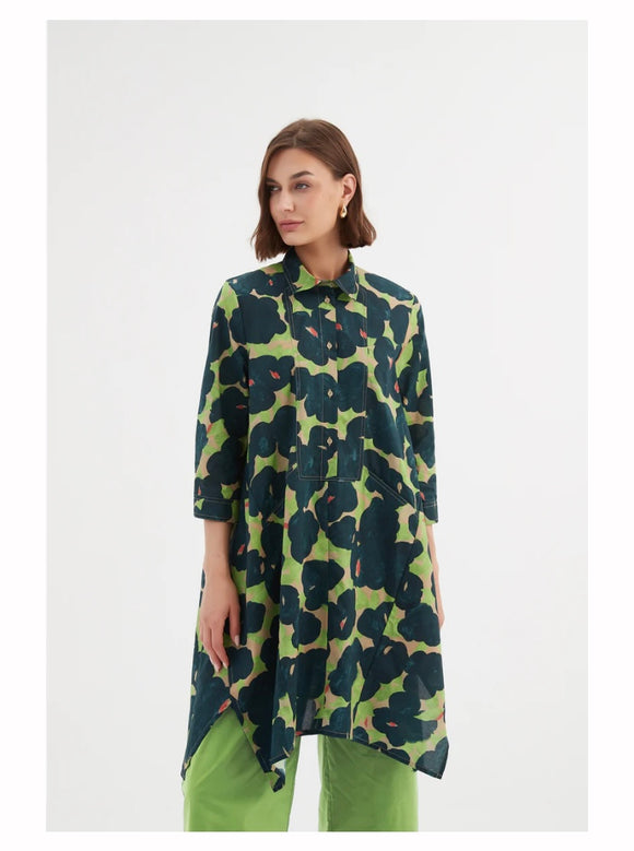 Tirelli Handkerchief Hem Print Shirt/Dress